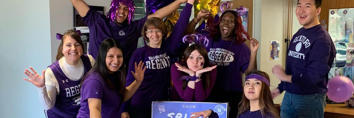 Students celebrating spirit week page banner